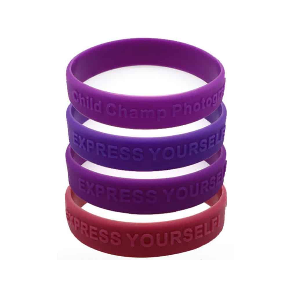 Pink Custom Wristbands  Debossed Silicone Bracelets